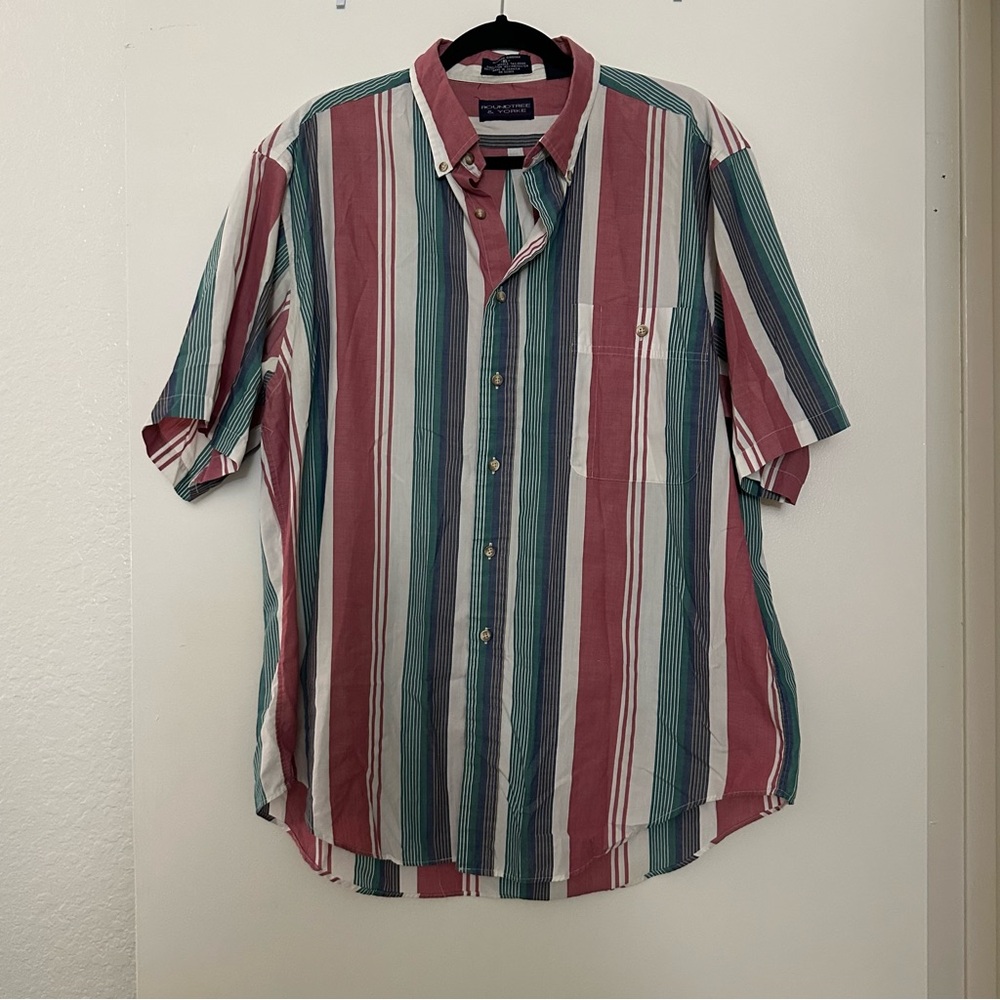Roundtree & Yorke Vintage Glasgow Gingham Striped Button Down Collared